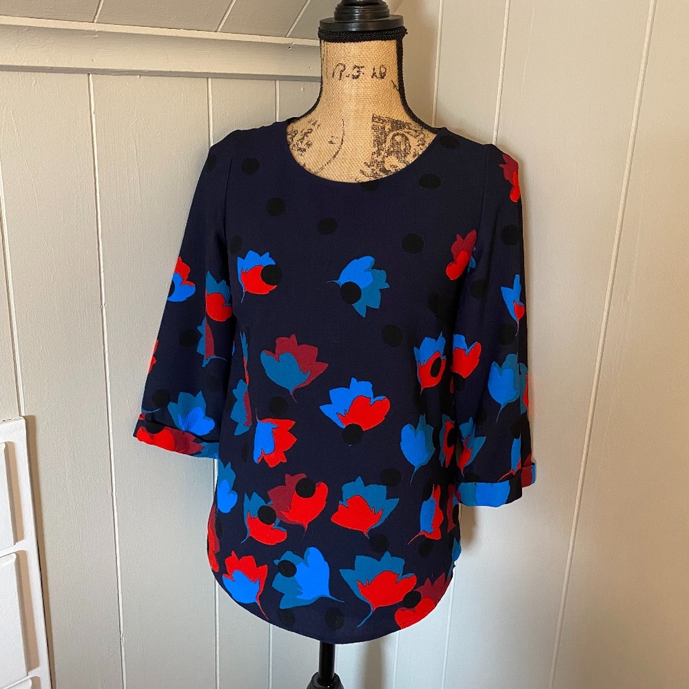 Boden 3/4 Sleeve Floral Blouse